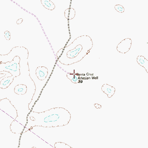 Topographic Map of Santa Cruz Artesian Well, TX
