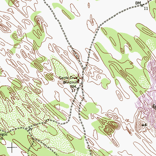 Topographic Map of Santa Cruz Windmill, TX