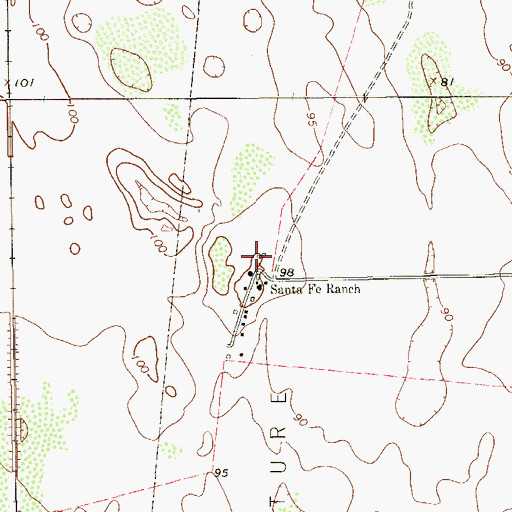 Topographic Map of Santa Fe Ranch, TX