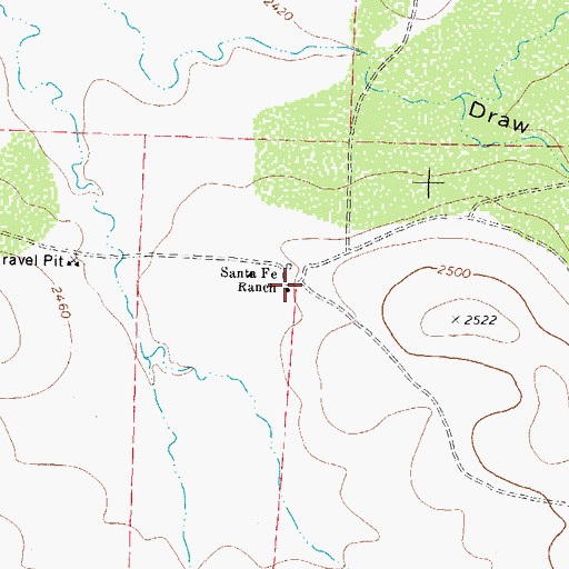 Topographic Map of Santa Fe Ranch, TX