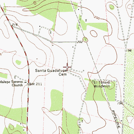 Topographic Map of Santa Guadalupe Cemetery, TX
