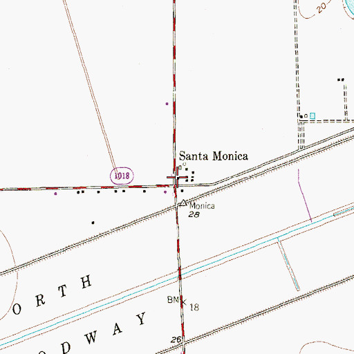 Topographic Map of Santa Monica, TX