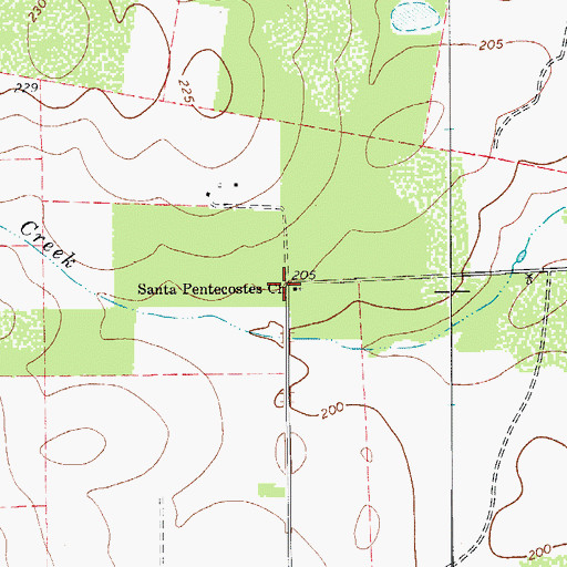 Topographic Map of Santa Pentecostes Church, TX