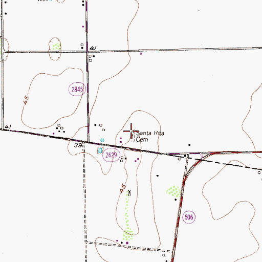 Topographic Map of Santa Rita Cemetery, TX