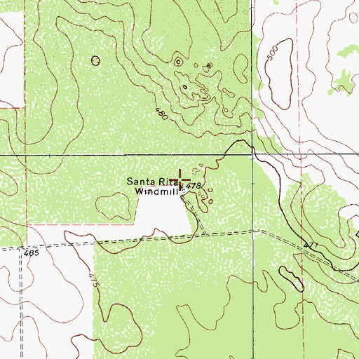 Topographic Map of Santa Rita Windmill, TX