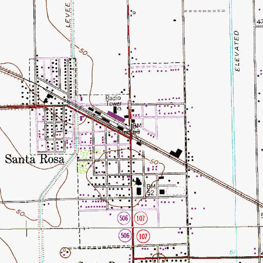 Topographic Map of Santa Rosa, TX
