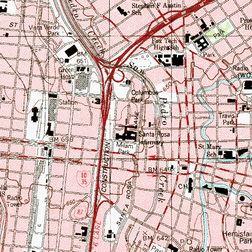 Topographic Map of CHRISTUS Santa Rosa Children's Hospital, TX
