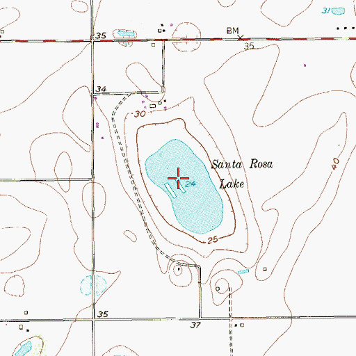 Topographic Map of Santa Rosa Lake, TX