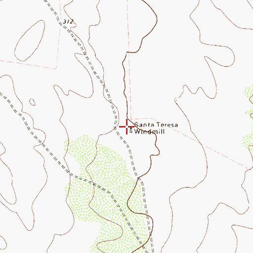 Topographic Map of Santa Teresa Windmill, TX