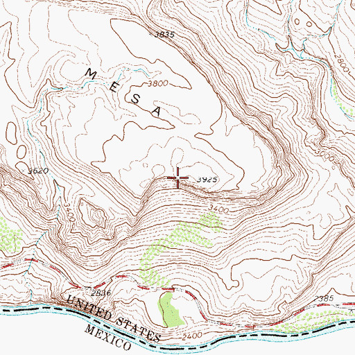 Topographic Map of Santana Mesa, TX