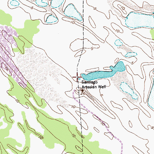 Topographic Map of Santiago Artesian Well, TX