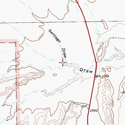 Topographic Map of Santiago Draw, TX