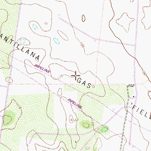 Topographic Map of Santillana Gas Field, TX