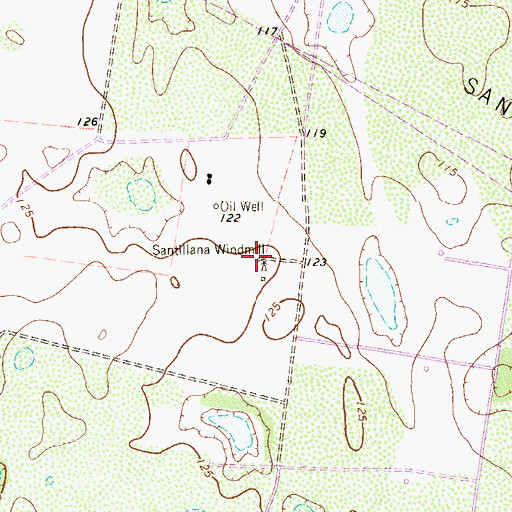 Topographic Map of Santillana Windmill, TX