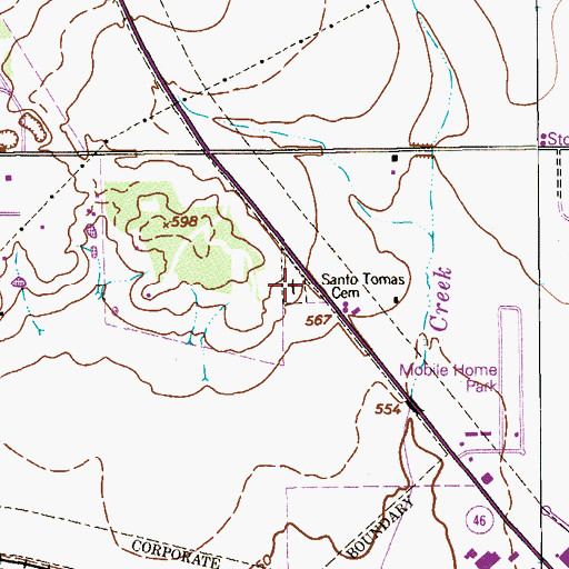 Topographic Map of Santo Tomas Cemetery, TX
