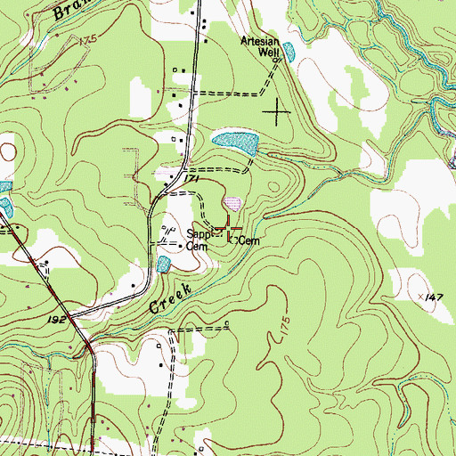 Topographic Map of Sapp Cemetery, TX