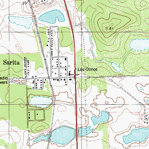 Topographic Map of Sarita, TX