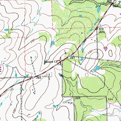 Topographic Map of Saturn Church, TX