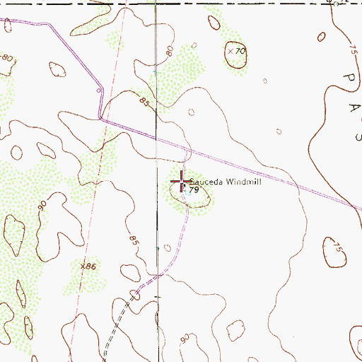Topographic Map of Sauceda Windmill, TX