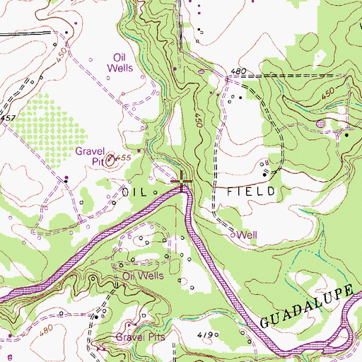 Topographic Map of Saul Creek, TX