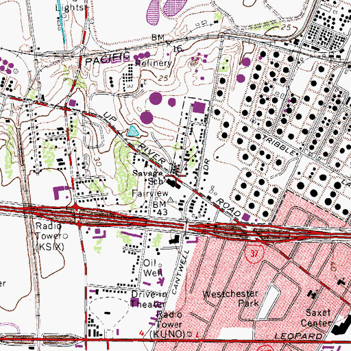 Topographic Map of Savage School, TX