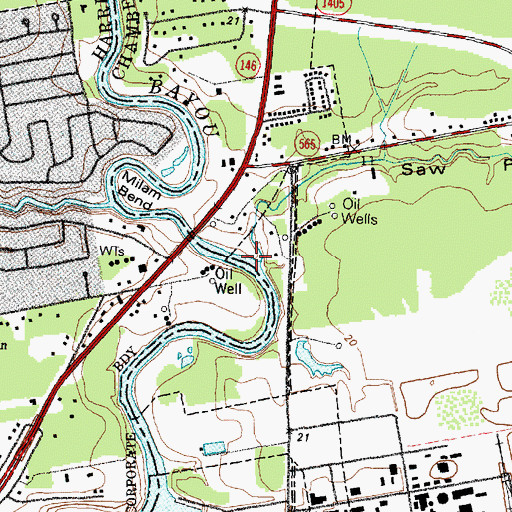 Topographic Map of Saw Pit Gully, TX