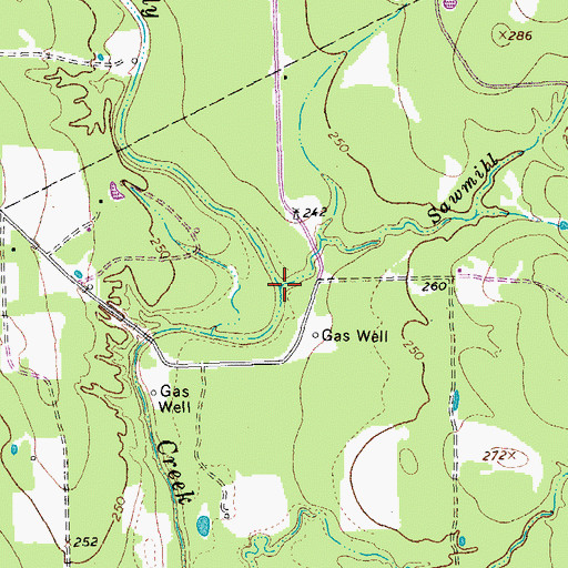 Topographic Map of Sawmill Branch, TX