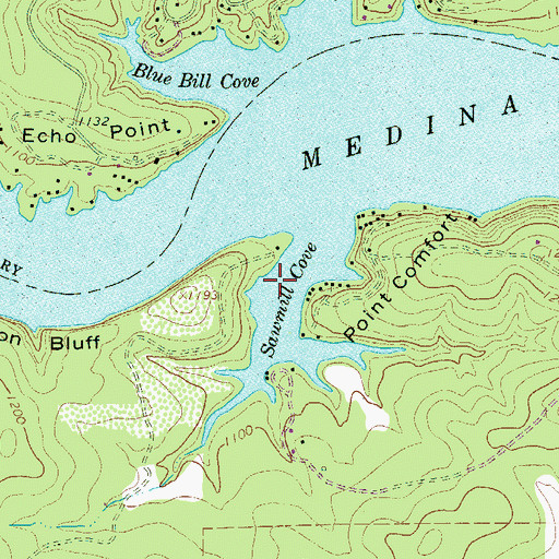 Topographic Map of Sawmill Cove, TX