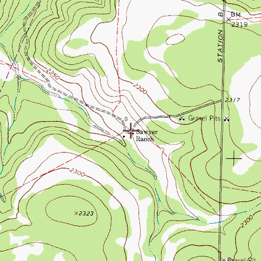 Topographic Map of Sawyer Ranch, TX