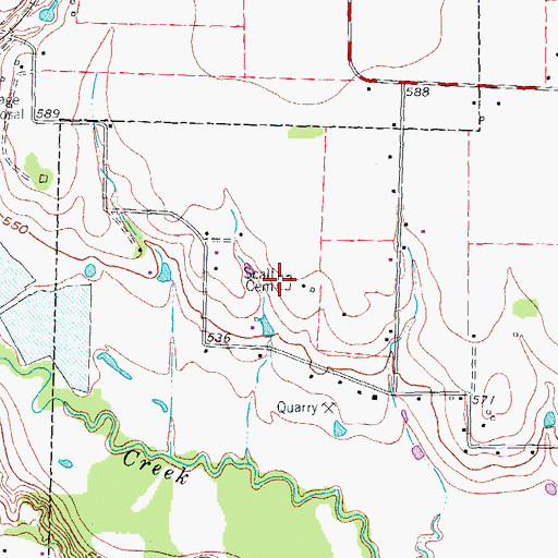 Topographic Map of Scalf Cemetery, TX