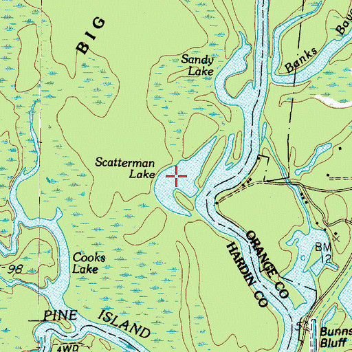 Topographic Map of Scatterman Lake, TX