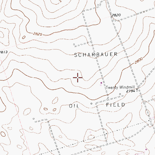 Topographic Map of Scharbauer Oil Field, TX