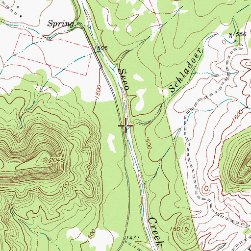 Topographic Map of Schladoer Creek, TX