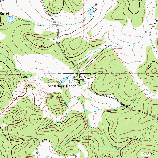 Topographic Map of Schladoer Ranch, TX