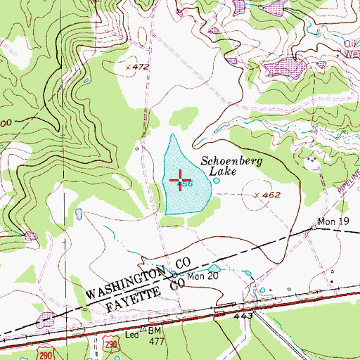 Topographic Map of Schoenberg Lake, TX