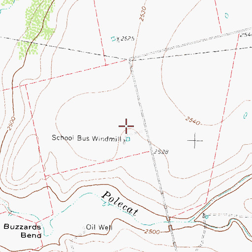 Topographic Map of School Bus Windmill, TX