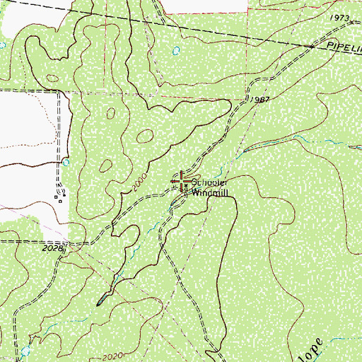 Topographic Map of Schooler Windmill, TX