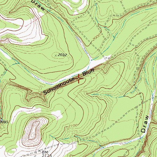 Topographic Map of Schoolhouse Bluff, TX