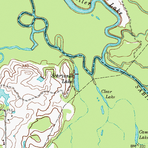 Topographic Map of Schrivnor Lake, TX