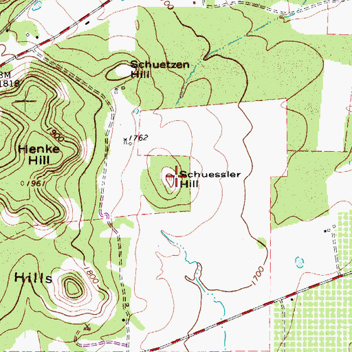 Topographic Map of Schuessler Hill, TX
