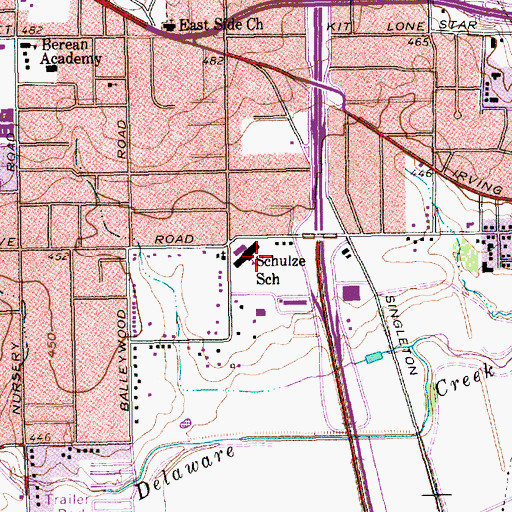 Topographic Map of Schulze School, TX