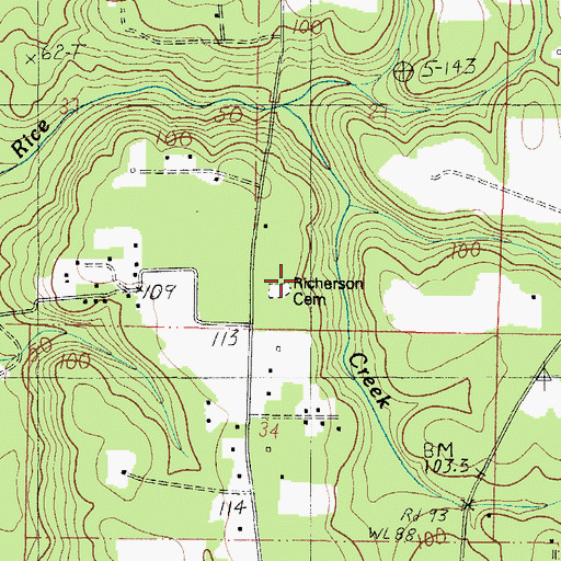 Topographic Map of Richerson Cemetery, AL