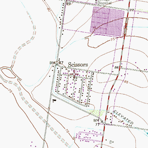 Topographic Map of Scissors, TX