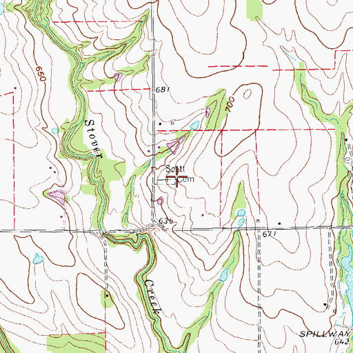 Topographic Map of Scott Cemetery, TX