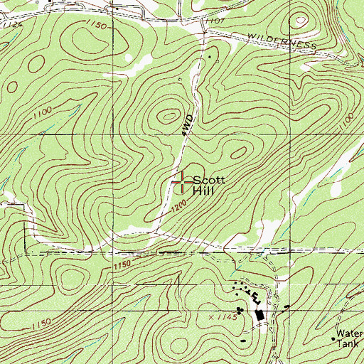 Topographic Map of Scott Hill, TX