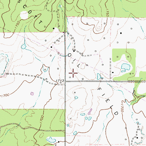 Topographic Map of Scott Oil Field, TX