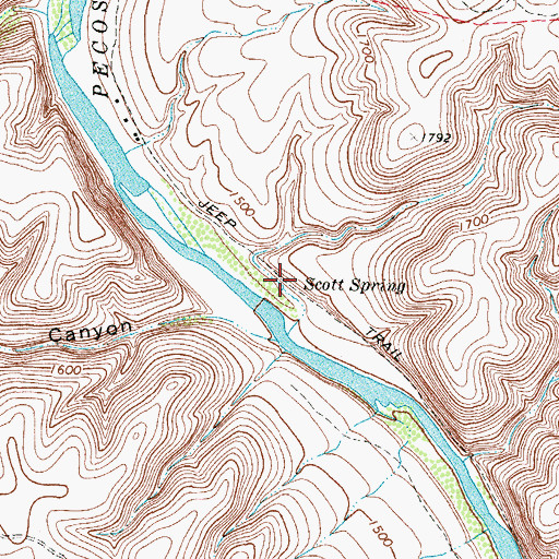 Topographic Map of Scott Spring, TX