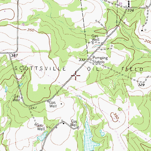 Topographic Map of Scottsville Oil Field, TX