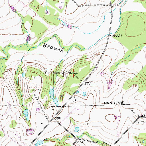 Topographic Map of Scranton Grove Cemetery, TX