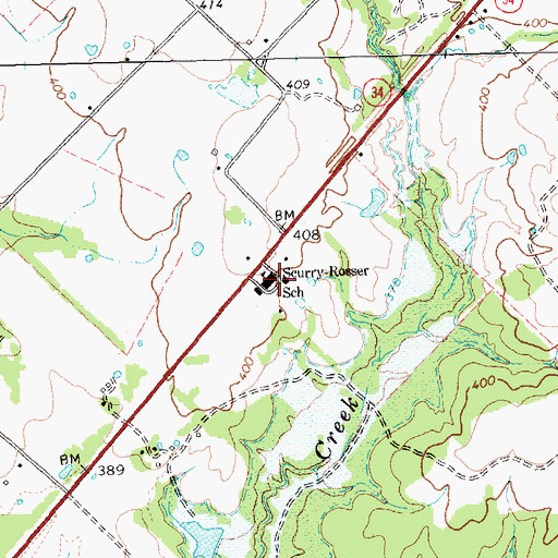 Topographic Map of Scurry-Rosser School, TX
